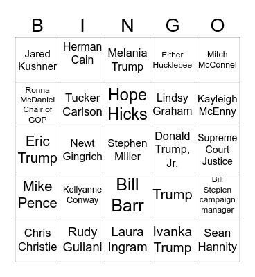 White House Covid-19 Bingo Card