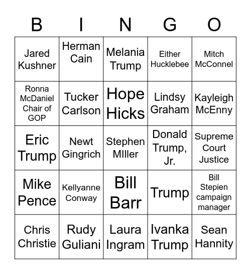 White House Covid-19 Bingo Card