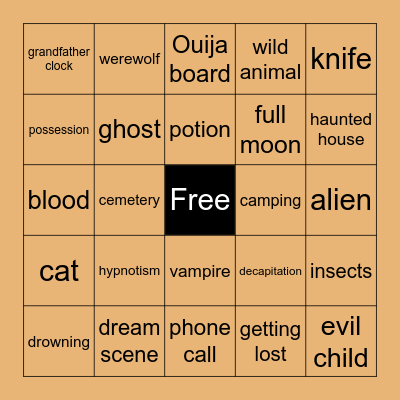 AHAlloween Movie Bingo Card