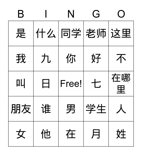 review " who am i?" Bingo Card