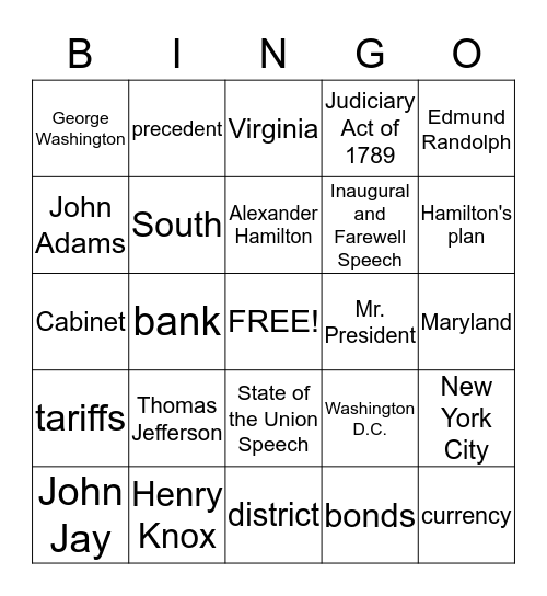 Chapter 9 - Section 1 Bingo Card