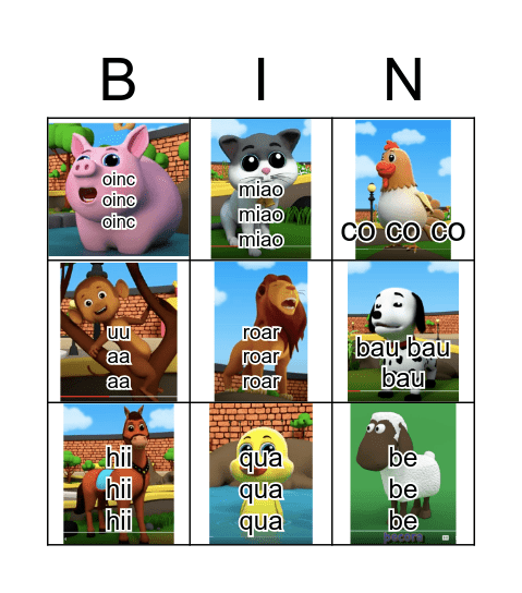 ANIMALS AND SOUNDS Bingo Card