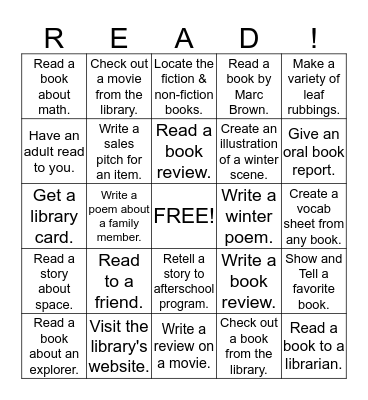 Oxford Library Bingo Card