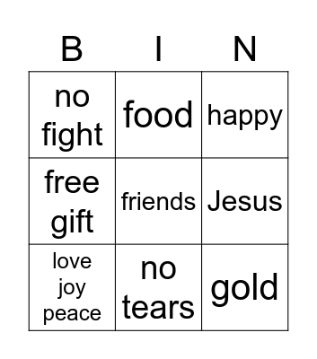 Heaven Bingo Card