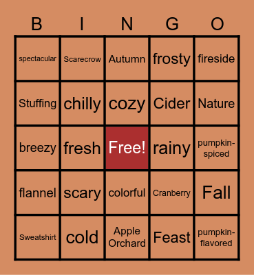 Fall Bingo! Bingo Card