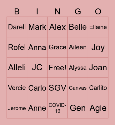 GAM CLUSTER Bingo Card