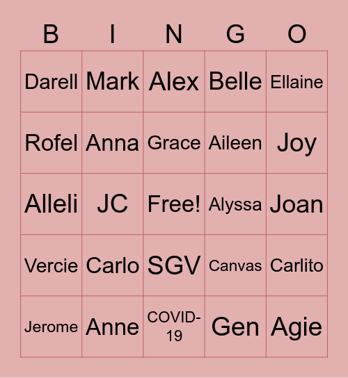 GAM CLUSTER Bingo Card