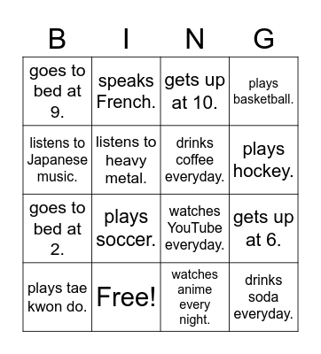 L3 Find who... Bingo Card