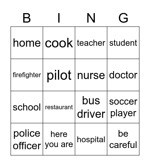 JOB Bingo Card