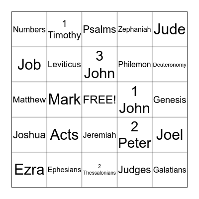 Bible Bingo Card