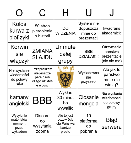 Kurwidołek Bingo Card