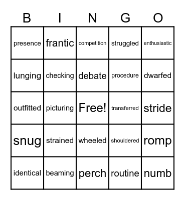 Vocabulary Review Bingo Card