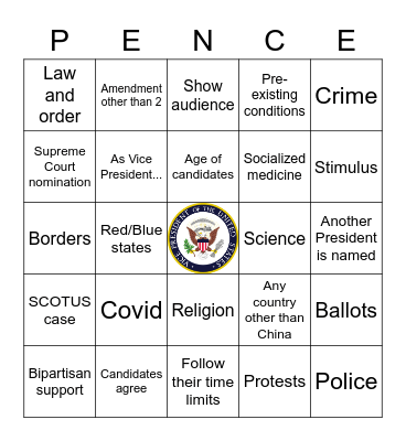 Vice Presidential Debate 10/7 Bingo Card