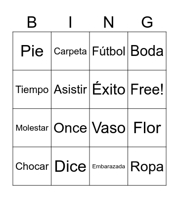 False Friends Bingo Card