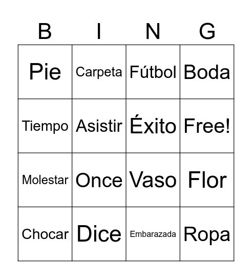 False Friends Bingo Card