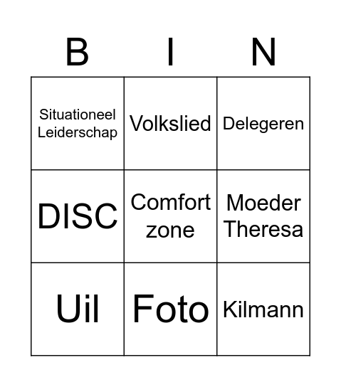 Leiderschap Bingo Card