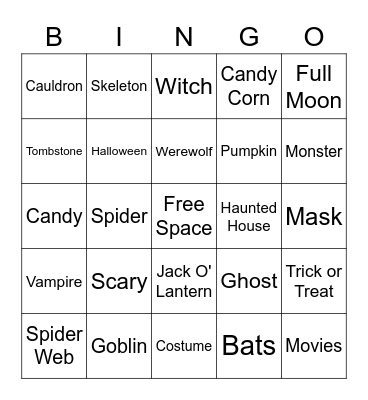 Halloween Bingo Card