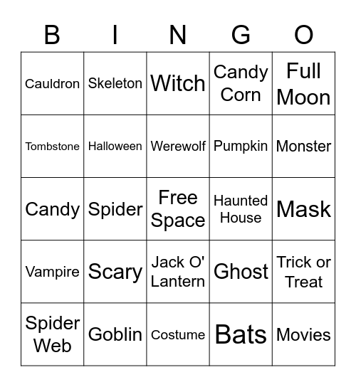 Halloween Bingo Card