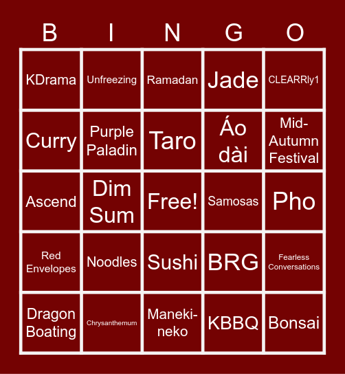 PA-BRG Kick-Off Bingo Card