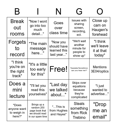 3L Bingo Card