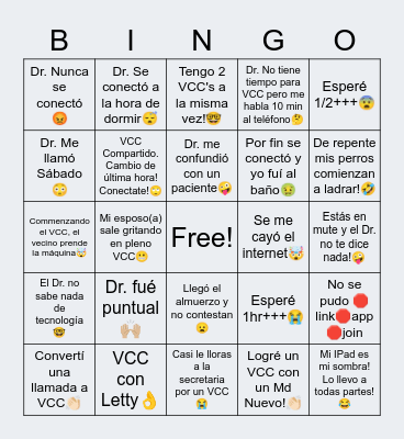 Experiancias VCC's😀 Bingo Card