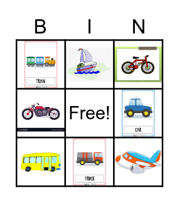 Means of transport Bingo Card