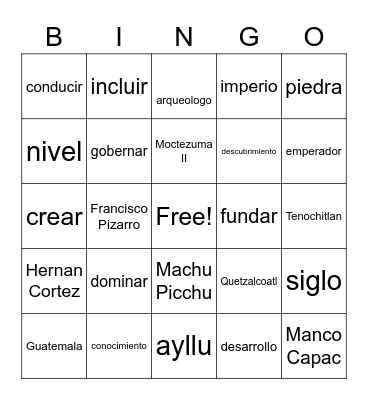Unit 2 vocabulary-culture Bingo Card