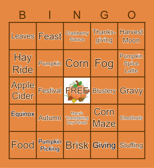 FALL Bingo Card