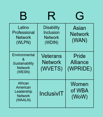 BRG Bingo Card