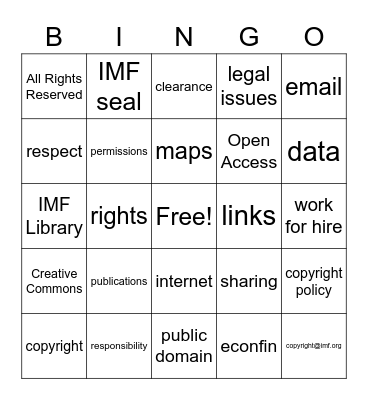Copyright Bingo Card
