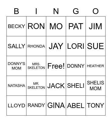 PEOPLE Bingo Card