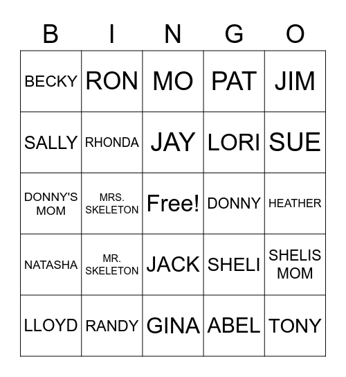 PEOPLE Bingo Card