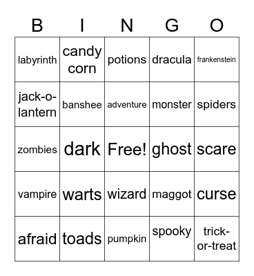 Halloween Bingo Card
