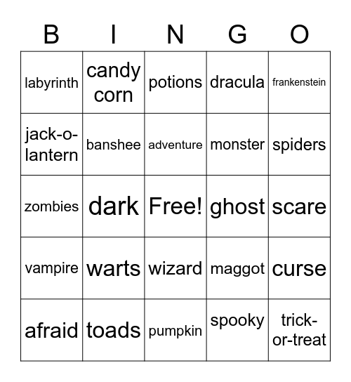 Halloween Bingo Card