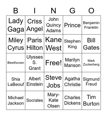 Outsiders and Outcasts Bingo Card