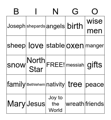 Christmas  Bingo Card