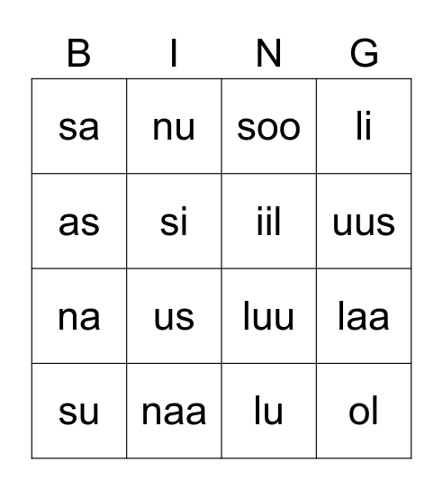 Tavubingo Card