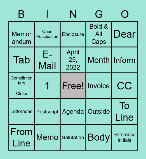 Principles: Chapter 7 (7.1,2 & 4) Bingo Card