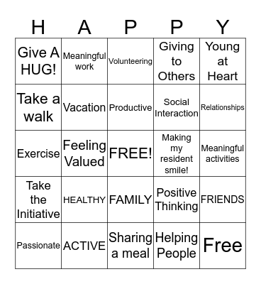 "HAPPY" - The Power of You! Bingo Card