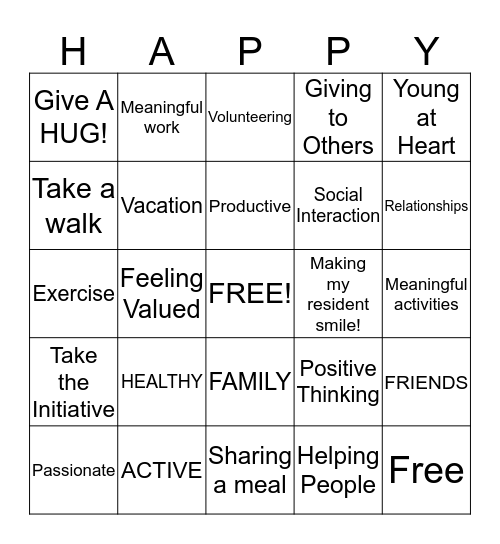 "HAPPY" - The Power of You! Bingo Card