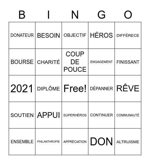Bingo des Superhéros de La Cité Bingo Card