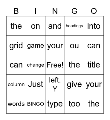 Untitled Bingo Card
