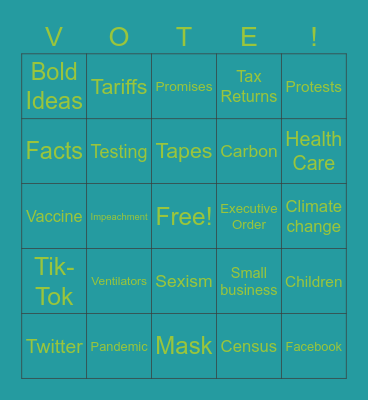 PIRGIM VP Debate Bingo Card