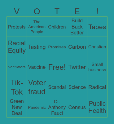 PIRGIM VP Debate Bingo Card