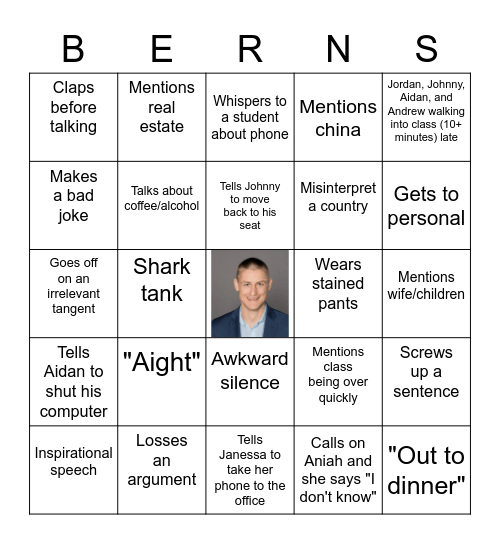 Mr. Berns Bingo Card