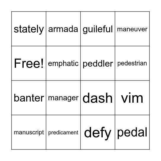 WordMasters 1 BINGO Card