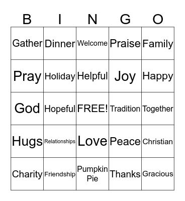 Thanksgiving Bingo Card