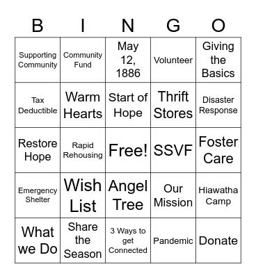 Unite With Us - Join The Fight Bingo Card