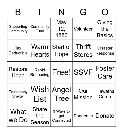 Unite With Us - Join The Fight Bingo Card