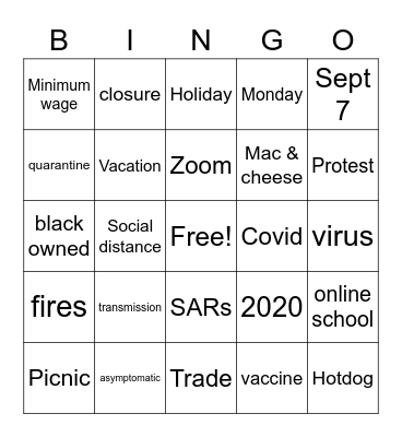 2020 Bingo Card